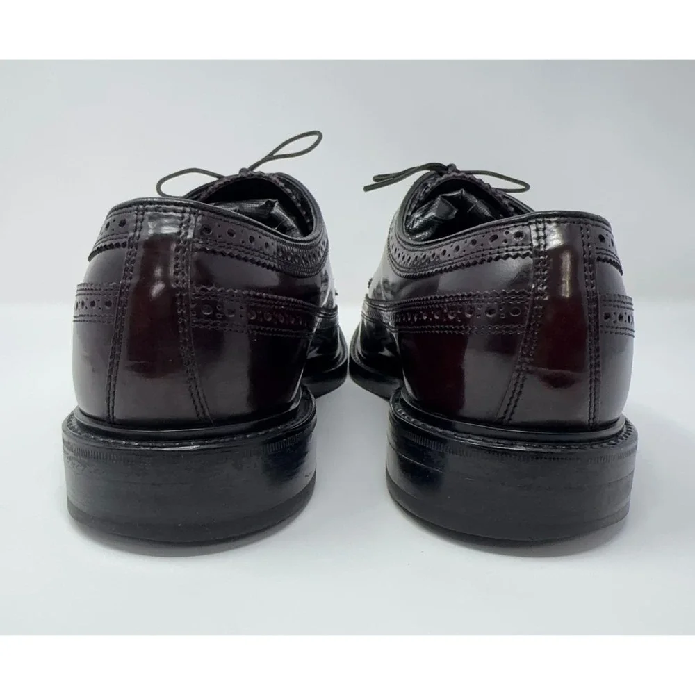 VTG Florsheim Longwing Brogue Oxblood Dress Shoes Mens 11D 549540 Patent Leather